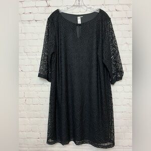 Emma & Michele Black Crochet Style Dress